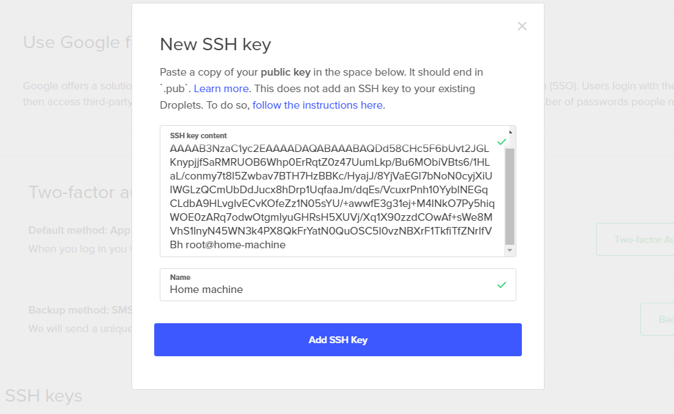 Generate ssh key for ssh login page